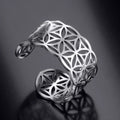 Women's Flower of Life Ring Mandala Silver