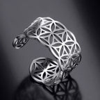 Women's Flower of Life Ring Mandala Silver