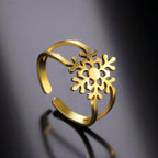 Women's Snowflake Ring Gold Band