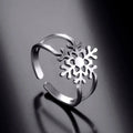 Women's Snowflake Ring Silver Band