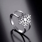 Women's Snowflake Ring Silver Band