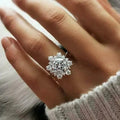 Women's Snowflake Ring Winter Silver Zircon Stones
