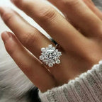 Women's Snowflake Ring Winter Silver Zircon Stones