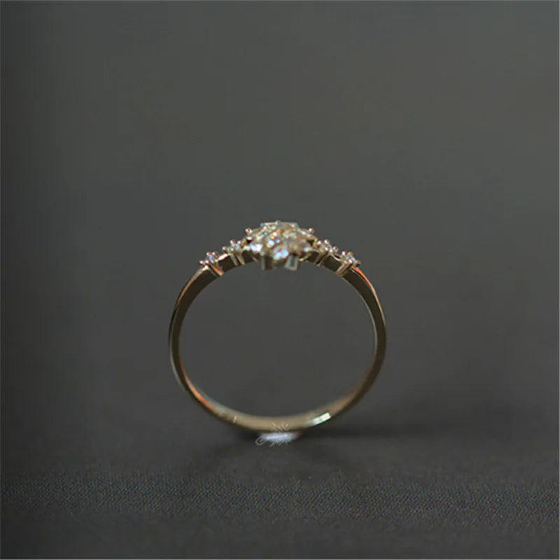 Women's Snowflake Ring Winter Gold