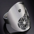 Geometric Yin Yang Silver Ring