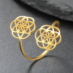 Women's Seed of Life Mandala Flower Ring in Gold