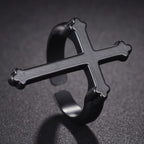 Men’s Signet Ring Christian Cross black