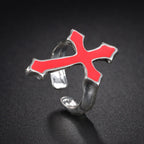 Men’s Signet Ring Christian Cross red