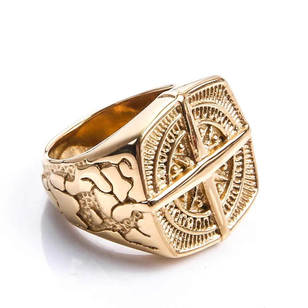 Men's Compass Nautical Rose Ring gold