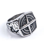 Men's Compass Nautical Rose Ring silver