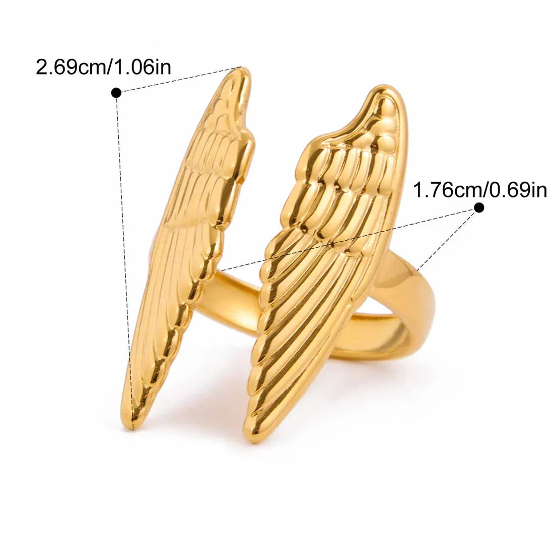 Wide angel wings ring