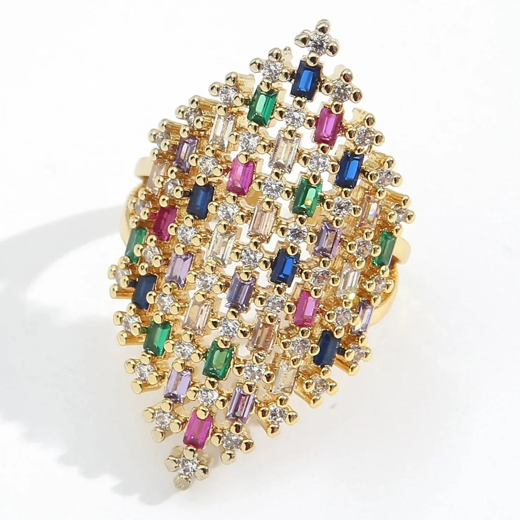 Wide rainbow women’s silver ring