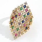 Wide rainbow women’s silver ring