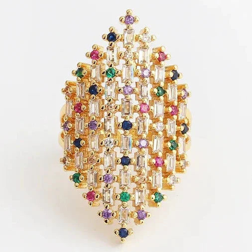 Wide rainbow women’s multicolor ring