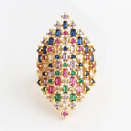Wide rainbow women’s gold ring