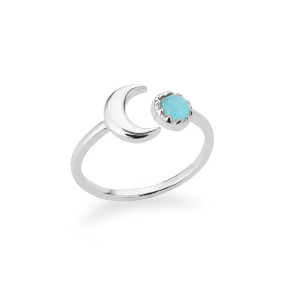 Moon Ring Women's Celestial Band Silver