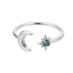 Moon Ring Women's Celestial Band Silver