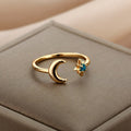 Moon Ring Women's Celestial Band Gold