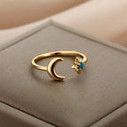 Moon Ring Women's Celestial Band Gold