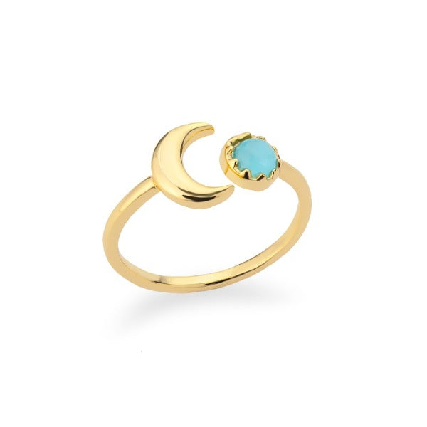 Moon Ring Women's Celestial Band Gold