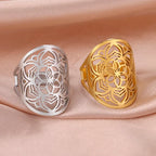 Mandala Ring for Women Flower Ring gold