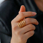 Mandala Ring for Women Flower Ring gold