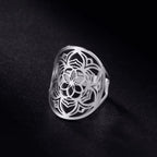 Mandala Ring for Women Flower Ring silver