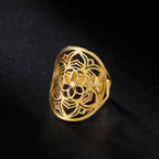 Mandala Ring for Women Flower Ring gold