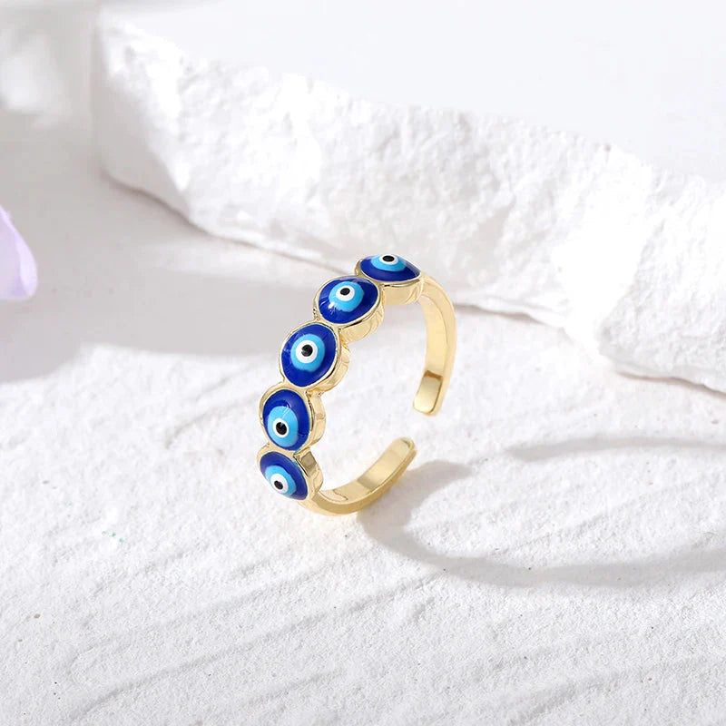 Blue Turkish Evil Eye Ring Blue 