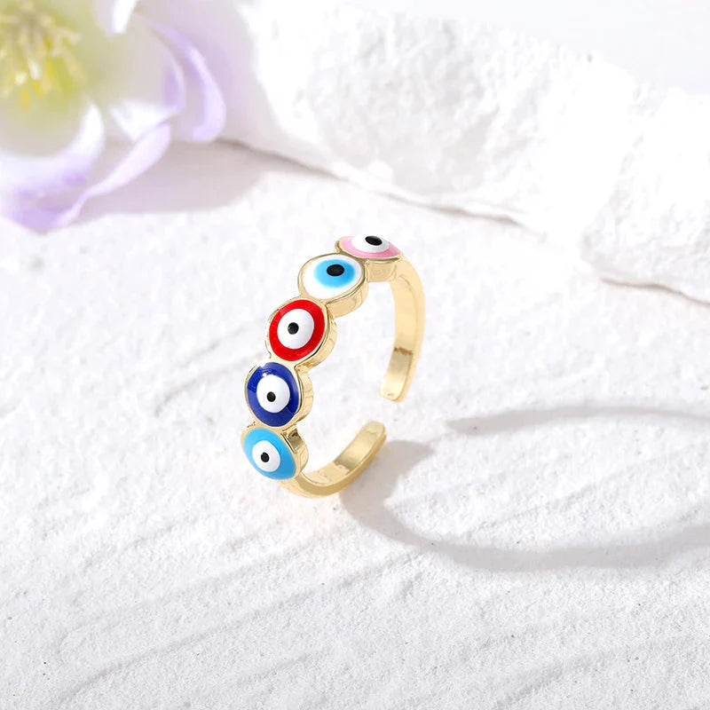 Blue Turkish Evil Eye Ring multicolor
