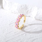Blue Turkish Evil Eye Ring Pink