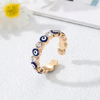 Blue Turkish Evil Eye Ring Bohemian Style blue