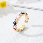 Blue Turkish Evil Eye Ring Bohemian Style multicolor