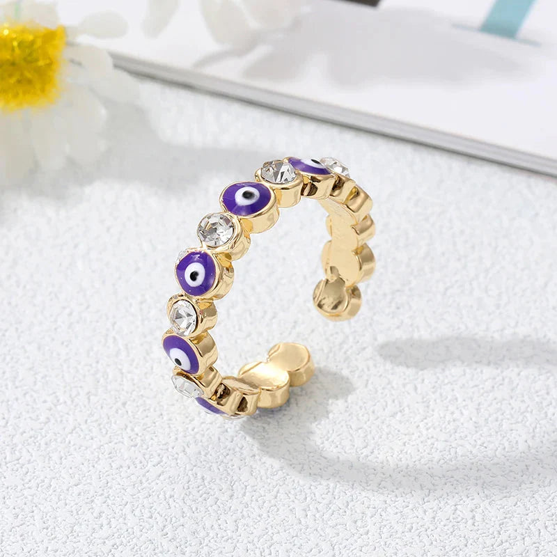 Blue Turkish Evil Eye Ring Bohemian Style purple