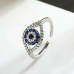 Blue Turkish Evil Eye Zircon Ring silver