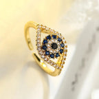 Blue Turkish Evil Eye Zircon Ring gold