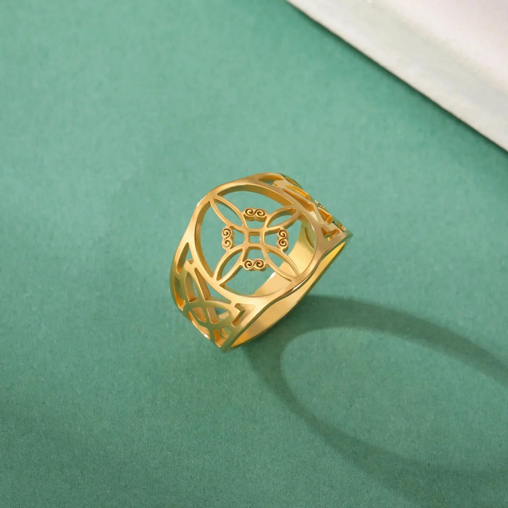 Women's Witch's Knot Protection Ring Wiccan gold