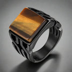 Men's Tiger's Eye Ring Square Stone