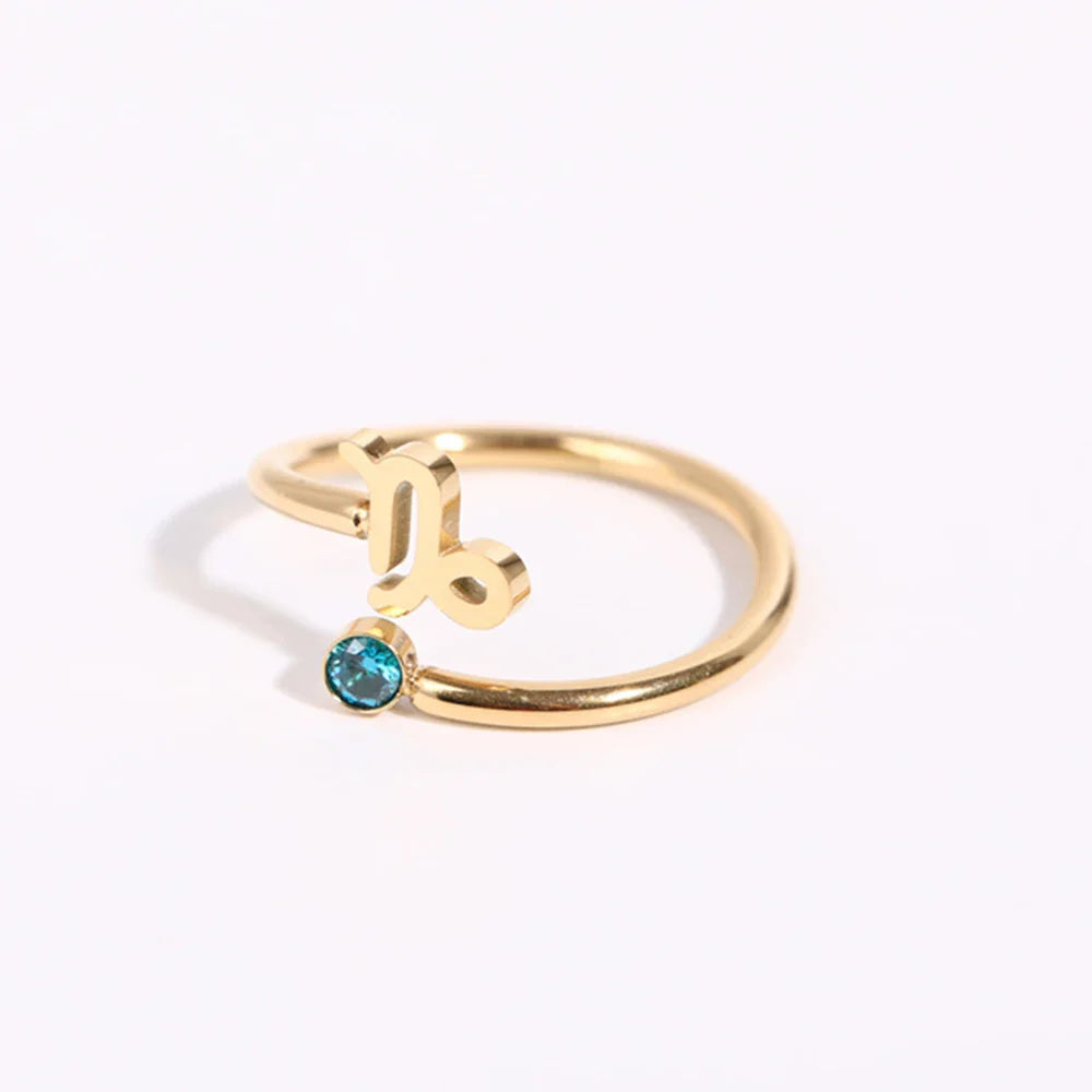 Gold Zodiac Sign Ring 12 Constellations Capricorn