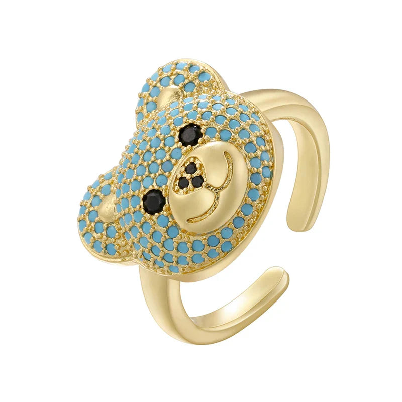 Stone Bear Ring Gold And Blue