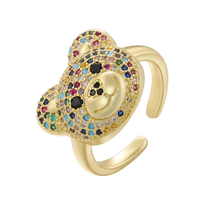 Stone Bear Ring Gold And Multicolor