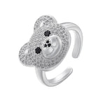 Stone Bear Ring Silver And White