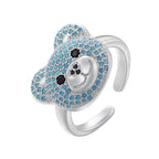 Stone Bear Ring Silver And Blue