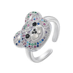 Stone Bear Ring Silver And Multicolor