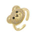 Stone Bear Ring Gold And White