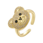 Stone Bear Ring Gold And White