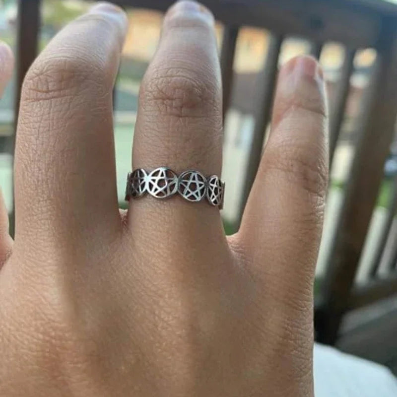 Pentacle Witchcraft Women’s Ring Wiccan Silver