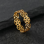 Pentacle Witchcraft Women’s Ring Wiccan Gold