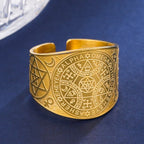 Pentagram Tetragram Witchcraft Sorcery Gold Ring