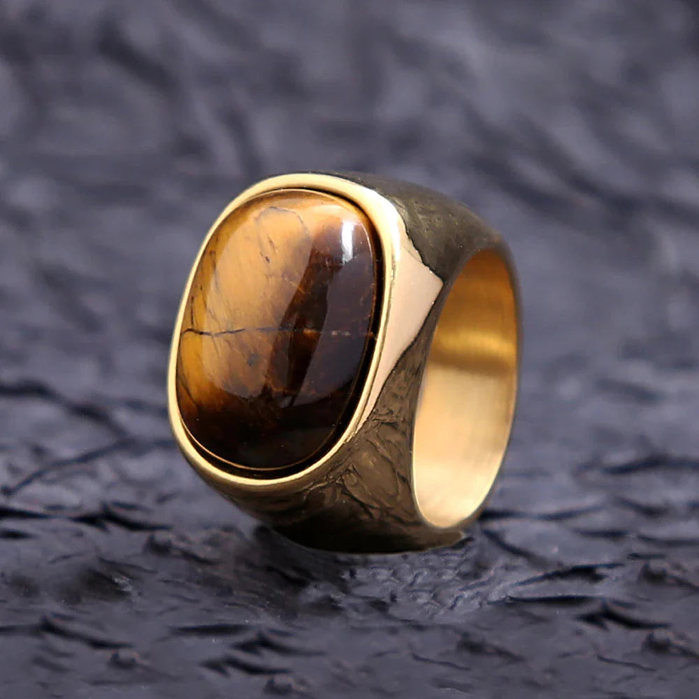 Tiger’s Eye Stone Ring for Men and Women in Gold